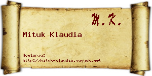 Mituk Klaudia névjegykártya